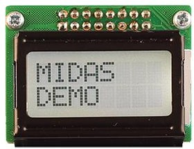 MC20805B6W-FPTLW3.3-V2, MC20805B6W-FPTLW3.3-V2 LCD LCD Display, 2 Rows by 8 Characters MC20805B6W-FPTLW3.3-V2, MC20805B6W-FPTLW3.3-V2 LCD LCD Display, 2 Rows by 8 Characters
