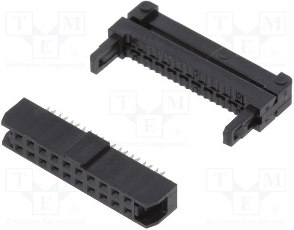 T826120A201CEU, Вилка, IDC, "мама", PIN: 20, с зажимом шлейфа, IDC, на шлейф, 1мм