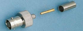 B6121A1NT3G150, Вилка, BNC, "мама", прямой, 50Ом, обжим, на провод, тефлон, позолота B6121A1NT3G150, Вилка, BNC, "мама", прямой, 50Ом, обжим, на провод, тефлон, позолота