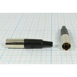 Разъем микрофонный miniXLR вилка, контакты 6P, монтаж на кабель, B8.5, MC980-6P