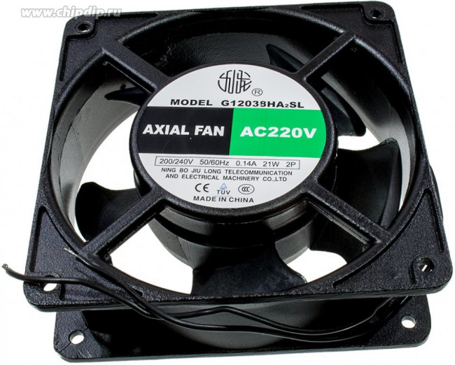 G12038HA2SL-7P, вентилятор 220В 120х120х38мм 7лопастей подшипник скольжения провода