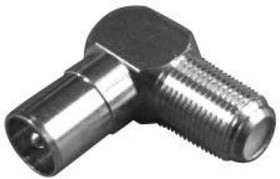 PL2011, Антенный переходник F-розетка - TV вилка, угловой, металл, Pro Legend