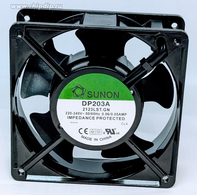 DP203A2123LST, Вентилятор осевой, 230В AC, 120х120х38мм, 0.06А, 11Вт, скольжения, 2000об/мин, коннектор DP203A2123LST, Вентилятор осевой, 230В AC, 120х120х38мм, 0.06А, 11Вт, скольжения, 2000об/мин, коннектор