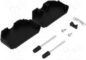 DPPK50-BK-K, Корпус для разъемов D-Sub, прямой, UNC4-40, черный