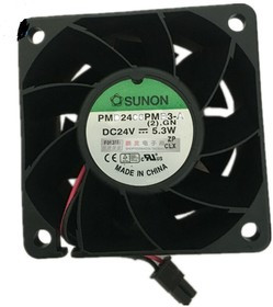 Вентилятор Sunon PMD2406PMB3A,осевой, 24В DC, 60x60x38мм, подшипник качения, 70,5куб.м/ч, 47дБА, 24A Вентилятор Sunon PMD2406PMB3A,осевой, 24В DC, 60x60x38мм, подшипник качения, 70,5куб.м/ч, 47дБА, 24A