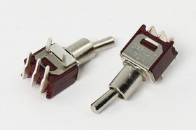 Рычажный переключатель (тумблер), 220В, 1.5А, переключение ON-ON, d 5.0, металлический, контакты 3PF, SMTS-102-2C3