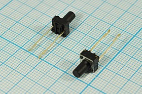 Переключатель тактовый 6.2x6.2x9.5, высота над корпусом h 6.0мм, NO, черный, 2LW13; №2510 H ПКнТакт 6,2x 6,2x 9,5\h 6,0\\NO\чер\2LW13\\