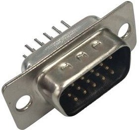 RND 205-01013, Plug High Density D-Sub Connector, DE-15, Radial Leads