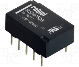 RSM850B6112851005, Реле: электромагнитное, DPDT, Uобмотки: 5ВDC, 0,5A/125ВAC, 2А, PCB
