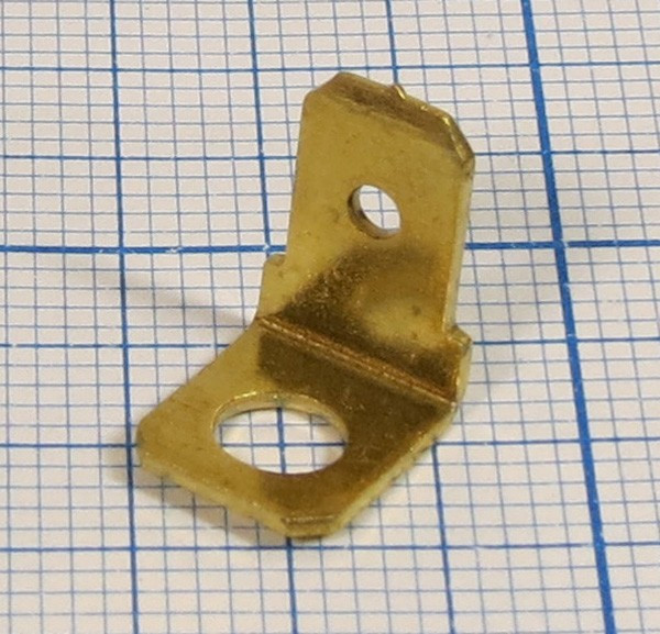 Клемма вилка, 6,3x0,8x"O"d4,2, латунь, угловая 90 градусов