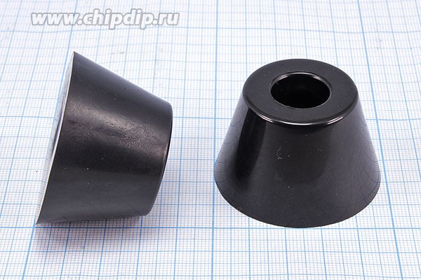 RL-SR-50x32x30, Ножка приборная коническая, армированная шайбой, ø50мм, высота 30мм; Q-15727 ножка прибор 50x30\h-16,0/отв 8,0\резин\конус\