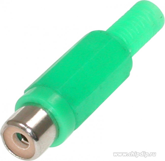 RP-406-GN-EN, (Разъём на кабель), RCA гнездо кабельное, разъем типа "тюльпан" (зеленые)