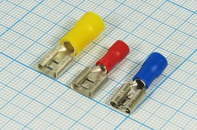 Клемма розетка, 6,4x0,8, обжимная, желтая