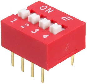 KAS1104ET, DIP Switches / SIP Switches 4 Position PC Pin Extended Tape Sealed