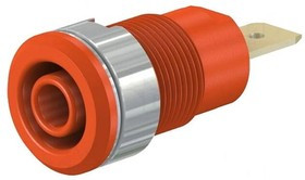 SLB4-F6.3-22, Гнездо; "банан" 4мм; 32А; 1кВ; Отв: O12,2мм; красный; позолота