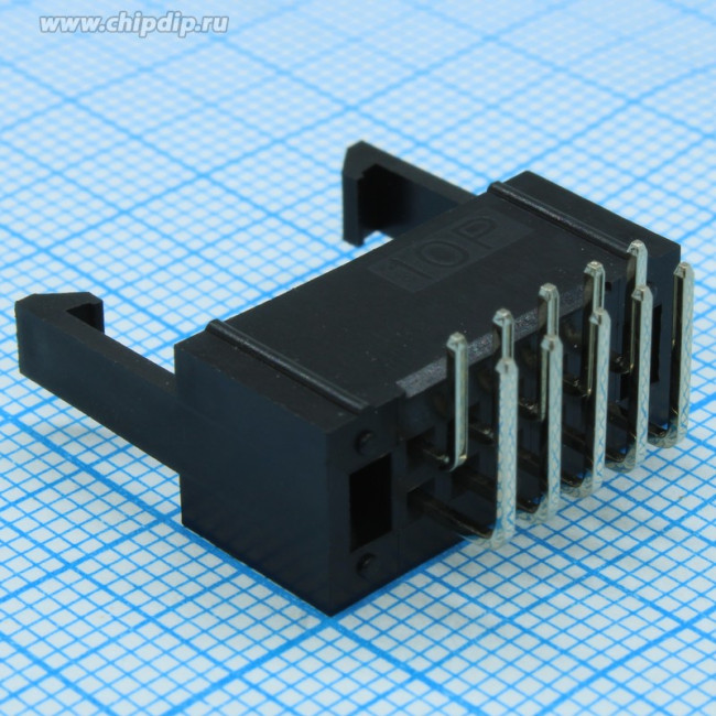 DS1013-01-10RSiB-B, Вилка на плату угловая 10pin, 2.54мм, с фиксатором кабеля