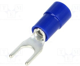BM00220, Наконечник: вилка, M4, d: 4,2мм, 1,5-2,5мм2, обжим, на провод, синий