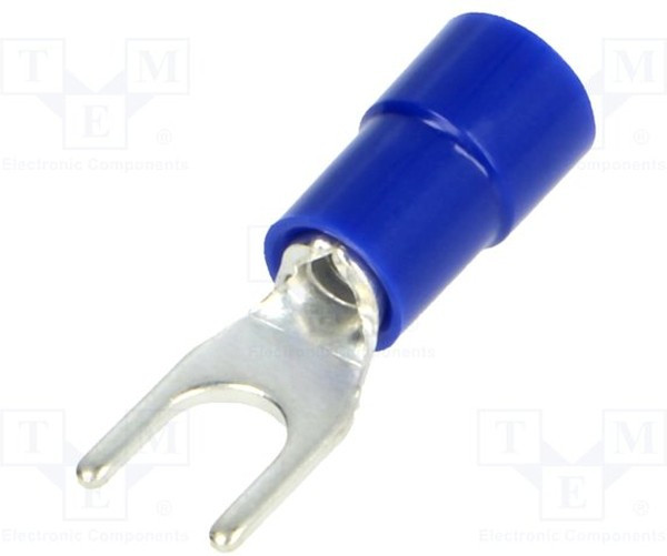 BM00220, Наконечник: вилка, M4, d: 4,2мм, 1,5-2,5мм2, обжим, на провод, синий