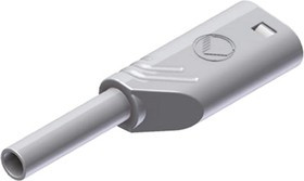 975090707, White Male Banana Plug, 2mm Connector, Solder Termination, 10A, 1000V ac/dc, Gold Plating