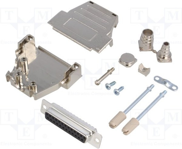 DSSK25-M-DBS-K, Разъем D-Sub; PIN: 25; вилка; "мама"; пайка; на провод; черный