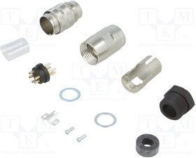 C091-31H0051012, Разъем: M16: вилка: "папа": пайка: на провод: PIN: 5: 5А: 300В: прямой