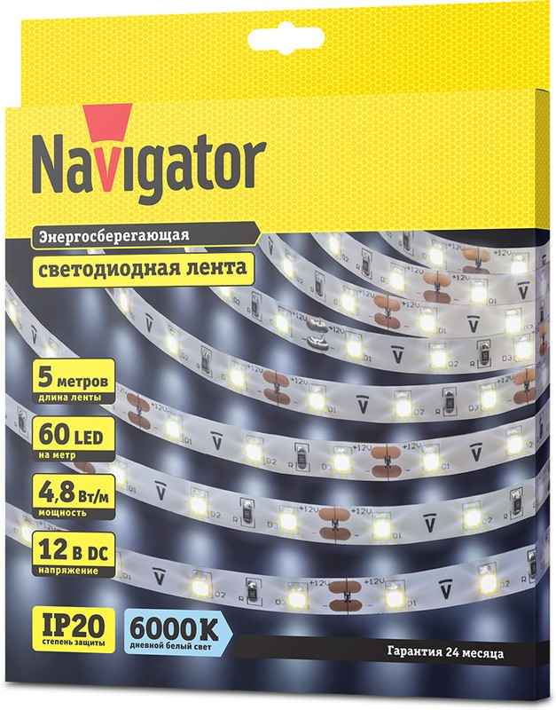 СД Лента Navigator 71 762 NLS-3528СW60-4.8-IP20-12V R5