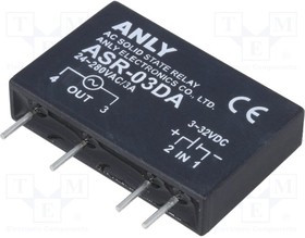 ASR-03DA, Реле: полупроводниковое, Uупр: 3-32ВDC, 3А, 24-280ВAC, THT, SIP