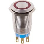 06-0365-B, Кнопка антивандальная ø19 12В Фикс (5с) ON-OFF/OFF-ON подсв/красная (в упак. 1шт.)