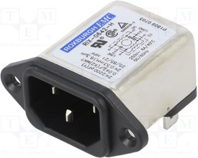 RIX0642H, Разъем: питания AC, гнездо, "папа", 6А, 250ВAC, IEC 60320, -25-85°C