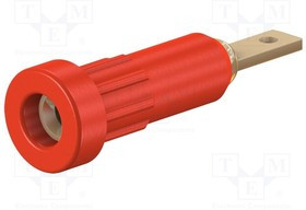 EB2-22, Гнездо, "банан" 2мм, 10А, Длина: 23мм, красный, Покрытие: позолота