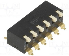 EPM-06-V, Переключатель DIP-SWITCH, Кол-во секций 6, Шаг 2,54мм, ON-OFF