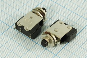 Кнопка малогабаритная без фиксации 220В/3А, аналог КМ1-1, чёрная; № 150 Ch ПКн\220\ 3,0\OFF-(ON)\d 8