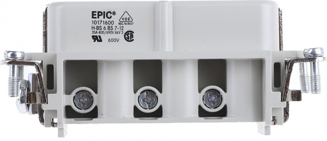 10171600, Heavy Duty Power Connector Insert, 35A, Female, H-BS Series, 6 Contacts 10171600, Heavy Duty Power Connector Insert, 35A, Female, H-BS Series, 6 Contacts