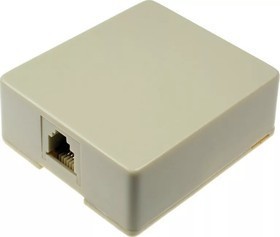 TJC6P4C-W, Розетка RJ-14 телефонная на стену, 1 гнездо , белая (SS324)