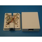 TJC6P4C-W, Розетка RJ-14 телефонная на стену, 1 гнездо , белая (SS324)