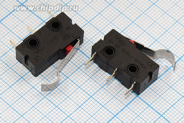 Микропереключатель, размер 20x 7 x10, 3А, переключение ON-(ON), размер концевика L12, MSW-14B