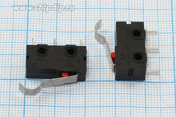 Микропереключатель, размер 20x 7 x10, 3А, переключение ON-(ON), размер концевика L12, MSW-14B