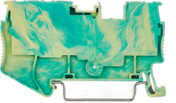 Клемма заземления зажим push-in 3 точки подключения 2.5кв.мм сер. DKC VPR-2.5-TWIN-PE-YG