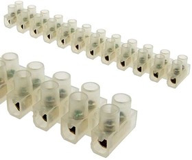 PA12-5A-6mm U-Type, Клеммная колодка винтовая типа U PA12, 12 контактов, 5 A, 400 В, 6 мм2, корпус нейлоновый белый