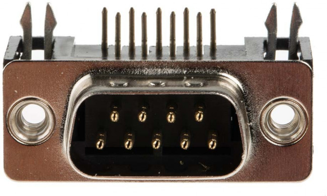9 Way Right Angle Through Hole D-sub Connector Plug, 2.77mm Pitch, with 4-40 UNC, Threaded Insert