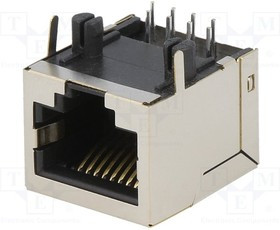 RJJS108142E9H011, Гнездо, RJ45, PIN: 8, Кат: 5, экранированный, Конф: 8p8c, THT, угловой