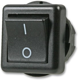 PPW01049, Клавишный переключатель, Выкл.-Вкл., SPST, Без Подсветки, Черный