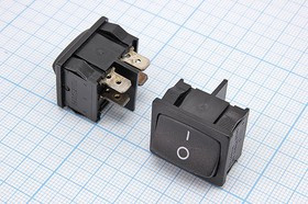 Клавишный выключатель 2-х полюсный чёрный, 220В/6А,c фиксацией; №1537 B Пкл\\ 6\2xON-OFF\\чер\ чер\\4T\MRS201-4\