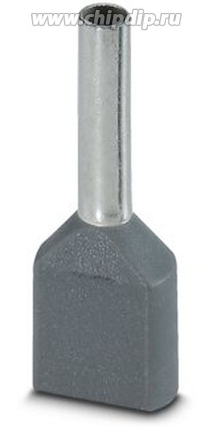 Кабельный наконечник AI-TWIN 2X 0,75 - 8 GY изолированный, двойной, сечение 0,75mm2, длина 8mm, серый (упак. 100шт.) Кабельный наконечник AI-TWIN 2X 0,75 - 8 GY изолированный, двойной, сечение 0,75mm2, длина 8mm, серый (упак. 100шт.)