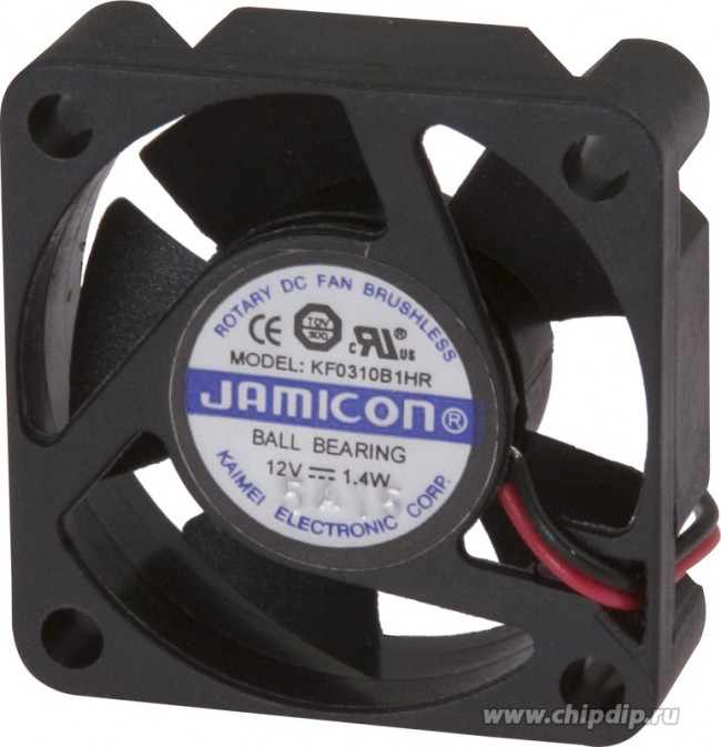 KF0310B1HR-R (10000RPM) 12V/0,11A (30х30х10) B(подшипник) CFM3,93/dBA31,6 Jamicon вентилятор,с разъемом 2 контакта MOLEX 5239-2(PHU-2)