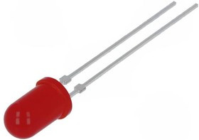 TLHR5400, LED; 5mm; red; 1.6?10mcd; 60°; Front: convex; 2?3V; Pitch: 2.54mm