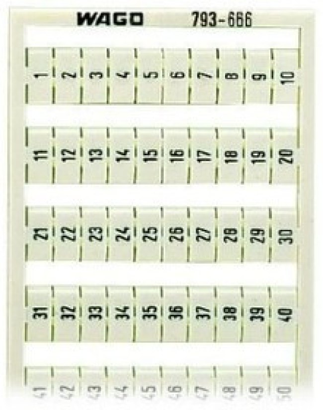 793-666, TERMINAL BLOCK MARKER, 1 TO 50 793-666, TERMINAL BLOCK MARKER, 1 TO 50