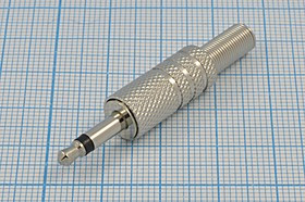 Штекер Audio Jack моно 3.5мм на кабель; №1432 штек 3,5моно\2C\каб \пруж хвост\\