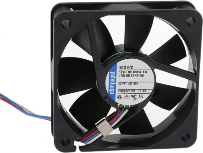 612F/2, Осевой Вентилятор, 12 В, Square, 60 мм, 15 мм, Скольжения, 17.1 фут³/мин