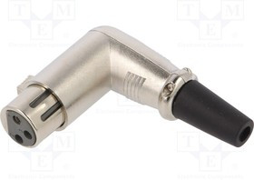 FC60953N, Вилка; XLR; "мама"; PIN: 3; угловой 90°; на провод; пайка; металл